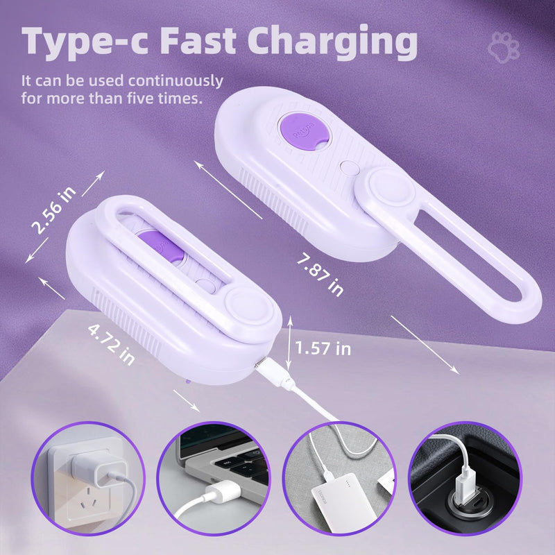 4-in-1 Rechargeable Anti-Dandruff Pet Steam Brush — brush for sheddingCats & Dogs,pet hair removal tool. Integrating functions of massage,clean, hair grooming and anti-static (purple) purple - PawsPlanet Australia