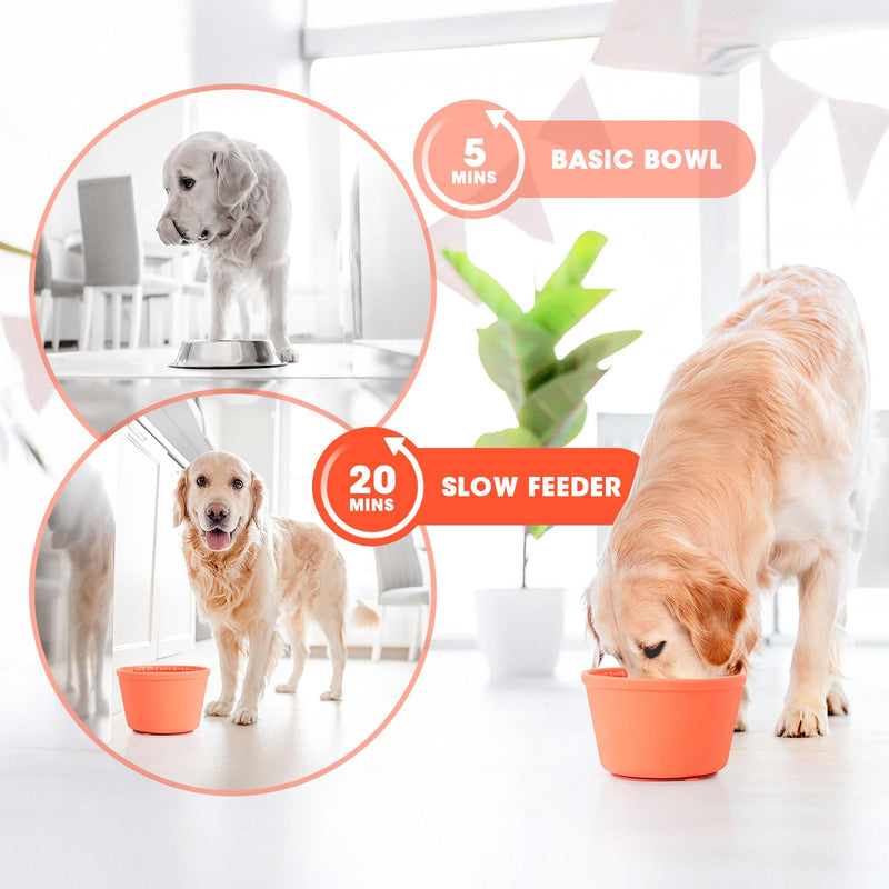 Slow Feeder Dog Bowl,Non-Slip Lick and Freeze Bowl for Dogs,Long Lasting Silicone Licking Mat for All Dog Sizes,Anti-Chocking and Reduce Anxiety(Orange) Orange - PawsPlanet Australia