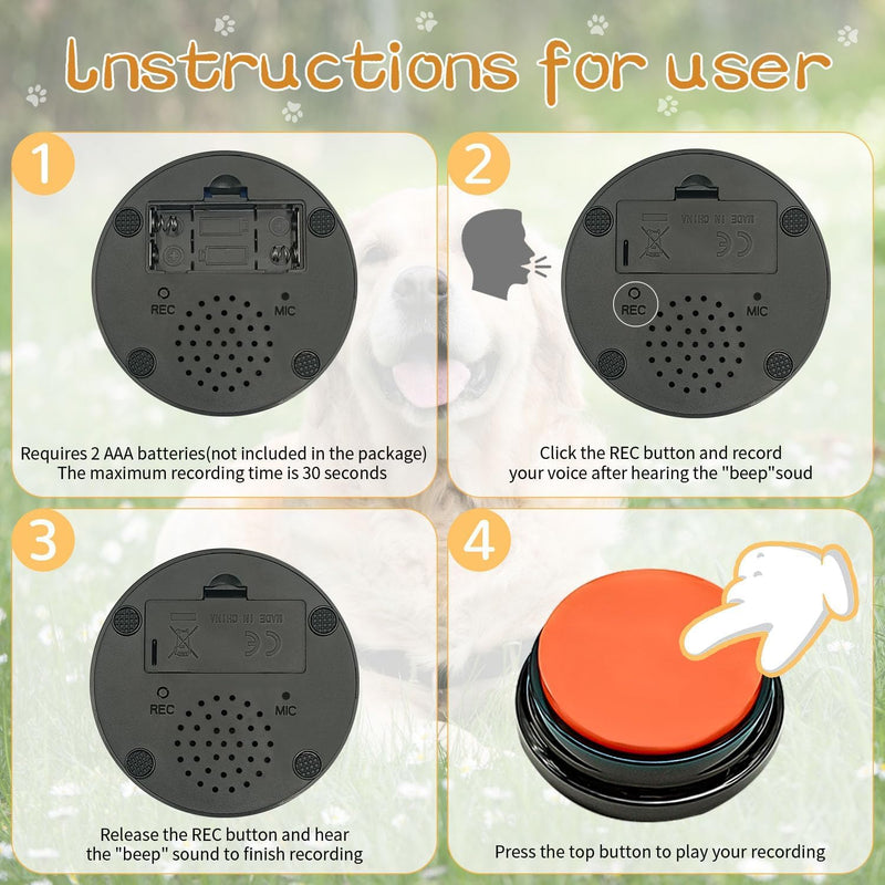 RIBOSY Dog Buttons for Communication, 10 Pcs Dog Speech Training Buzzers with 50 Training Stickers, Train Your Dog to Voice What They Want - PawsPlanet Australia