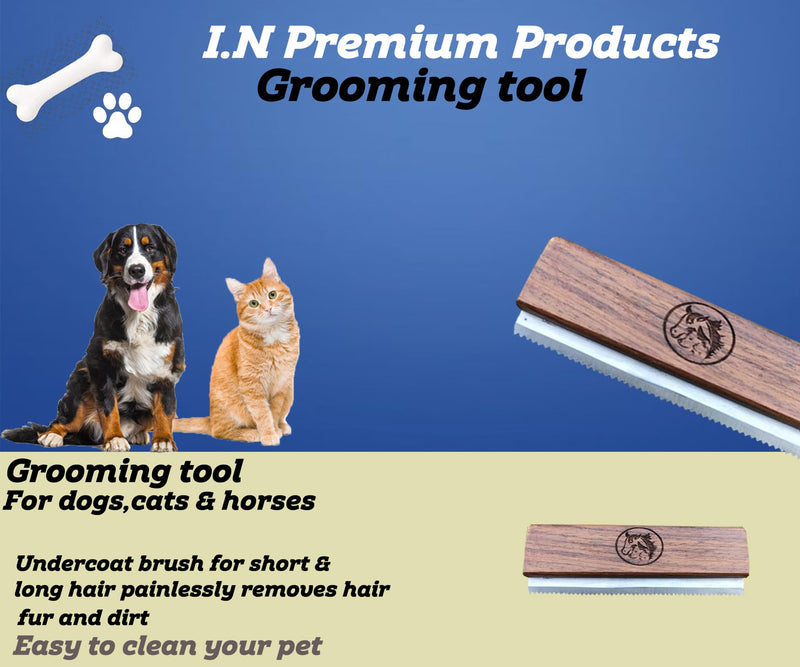 Original Deshedding Grooming Tools for Horse, Cats & Dogs Easy Ergonomic Wooden Handle Professional Brush Grooming Tool, Remove painlessly 95 Percent of Lose Hair Fur & Dirt (5 inch) 5 Inch - PawsPlanet Australia