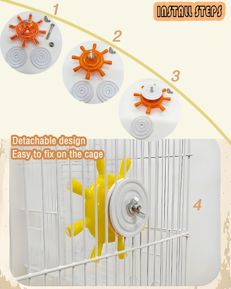 Conure Toys, 1PCS Bird Rotating Spinner Toy Parrot Cage Toy Parakeet Hanging Toys for Small-Medium Birds, Orange - PawsPlanet Australia