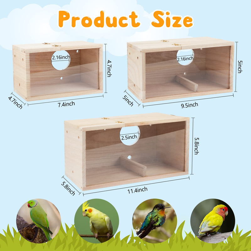 Rypet Parakeet Nesting Box Transparent Design, Thwartwise Bird Nest Breeding Box with Perch Wood Bird Cage House for Cockatiel Lovebirds Budgie Finch Parrotlets Canary M Medium Thwartwise Bird Nest Box - PawsPlanet Australia