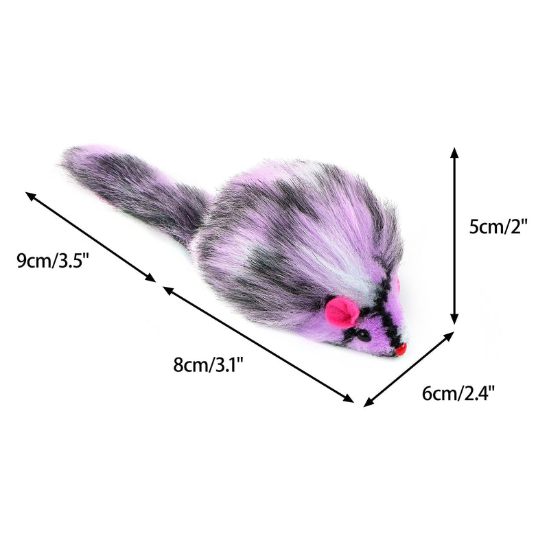 CHIWAVA 6PCS 3.1" Long Haired Furry Mice with Rattle Gradient Color Small Cat Toy Mouse Kitten Interactive Toy