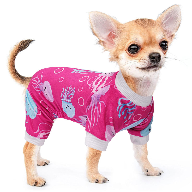Dog Clothes for Small Dogs Girl Boy, Dog Pajamas Small Sized Dog Boy Girl, Dog Outfit Lightweight Velvet Pet Pjs, Fleece Dog Onesie, Winter Puppy Jumpsuit, Jammies, Dog Outfit Apparel, XS X-Small Rose Red - PawsPlanet Australia