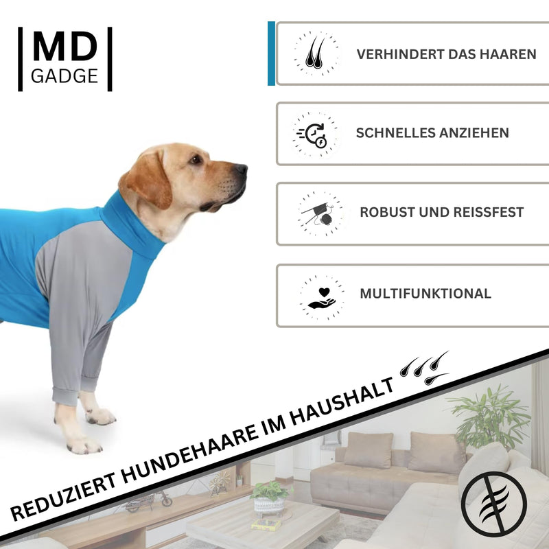 Dog suit against hair - surgical protective suit/dog overall anti-shedding - wound protection dog clothing - dog bodysuit with legs for protection and against hair in the house (Blue, S) Blue