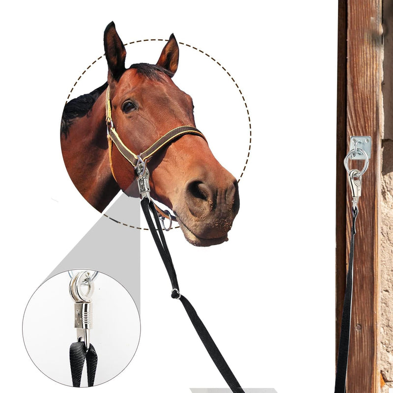 2PCS Cross Ties,Adjustable Nylon Cross Ties for Horse Horse Trailer Tie with Panic Snap and Bull Snap, Adjustable Length from 44.5-78.5 Inch,Black - PawsPlanet Australia