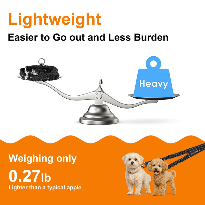 MingXpet 2 Dog Leash, Dog Leash for 2 Dogs, 360° Swivel No Tangle Double Walking Training Leashes for Small Dogs, Comfortable Shock Absorbing Reflective Bungee, Black - PawsPlanet Australia