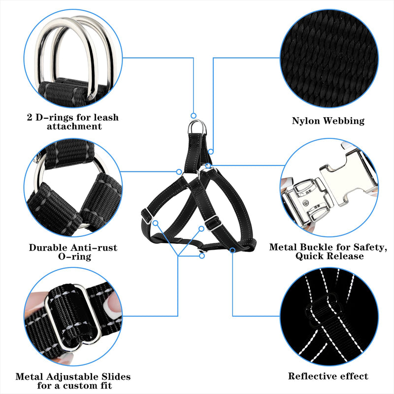 Plutus Pet Step in Dog Harness, Reflective, Adjustable, and Secure with Metal Buckles, Quick Fit Dog Harness for Puppy, Small, Medium and Large Dogs, Black, L - PawsPlanet Australia