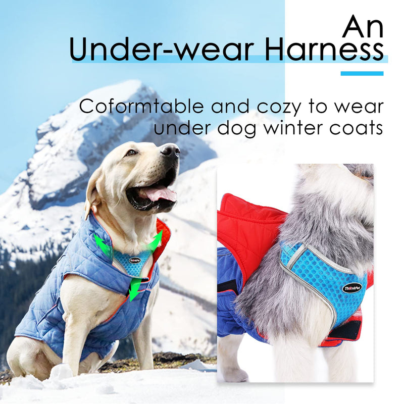 ThinkPet Reflective Breathable Soft Air Mesh No Pull Puppy Choke Free Over Head Vest Harness for Puppy Small Medium Dogs and Cats Light Blue Medium Medium (Pack of 1) - PawsPlanet Australia