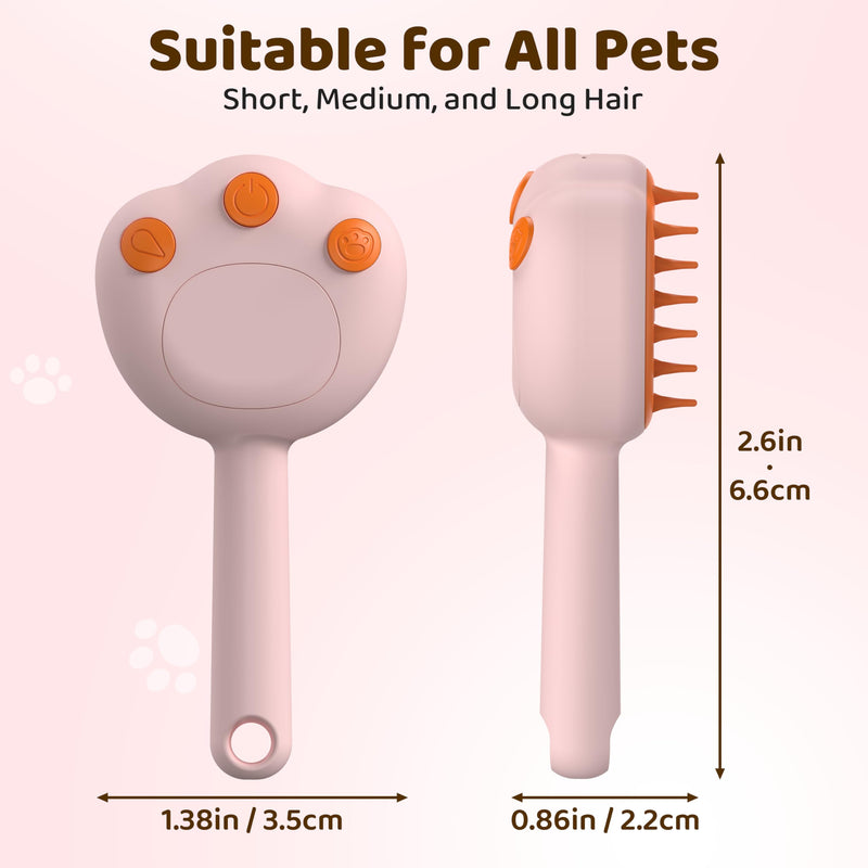 Steam Cat Brush, 6-in-1 Dog Brush Spritz Defur Comb, Steamy Skin Friendly Deshedding Grooming Tool, Suitable for Shedding & Haired Pets, Pet Supplies Accessories,Pink Pink - PawsPlanet Australia