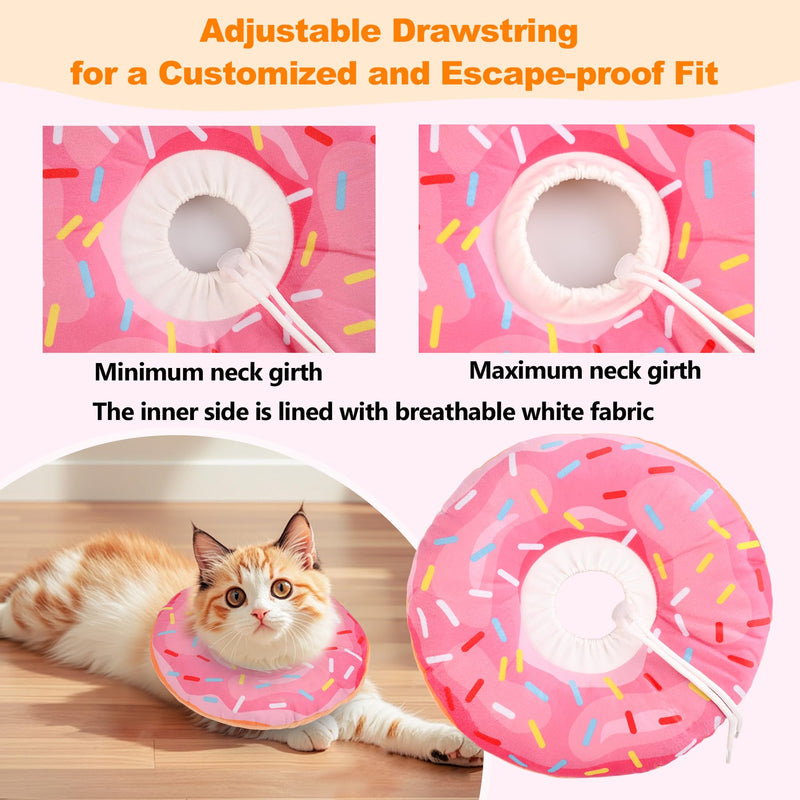 Cat Cone Collar Soft, Comfortable Cat Donut Collar After Surgery, Adjustable Elizabethan Recovery Collars & Cones to Stop Licking, Lightweight Neck Collar Soft Cone for Cats Kitten (Pink, Small) Pink S