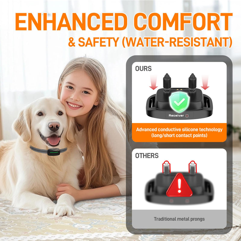 Dog Training Shock Collar 4000FT Dog Bark Collar with Remote IP67 Waterproof 4 Training Modes Beep Vibration Shock Light Mode Magnetic Charger Electric Dogs Collar 8-25 inches Single shock Earth Black