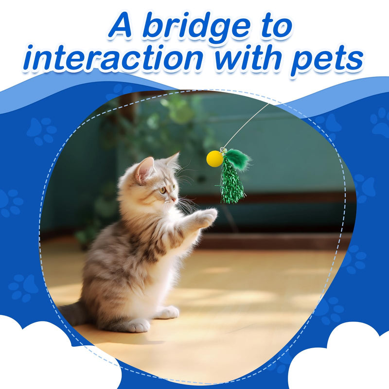 Cat Toys Interactive for Indoor Cats,Cat Wand Toys, Flexible Steel Wire and A Pack of Cat Feather Toys Cat Teaser Toy Refills, Cat Wire Toy for Indoor Bored Cats Play Chase Gifts and Exercise Yellow - PawsPlanet Australia