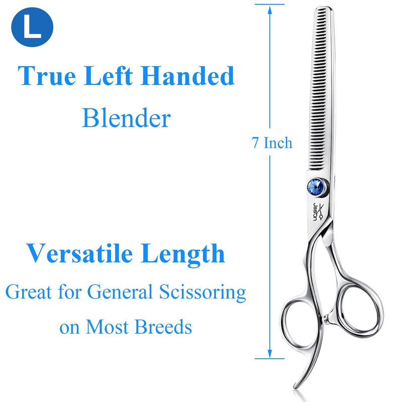 JASON Left Handed 7" 50 Teeth Blending Dog Grooming Scissor, Ergonomic Cats Grooming Thinning Shears Pets Trimming Kit with Offset Handle and a Jewelled Screw, Sharp, Comfortable Blender Christmas Left Hand 7 inches Blender - PawsPlanet Australia