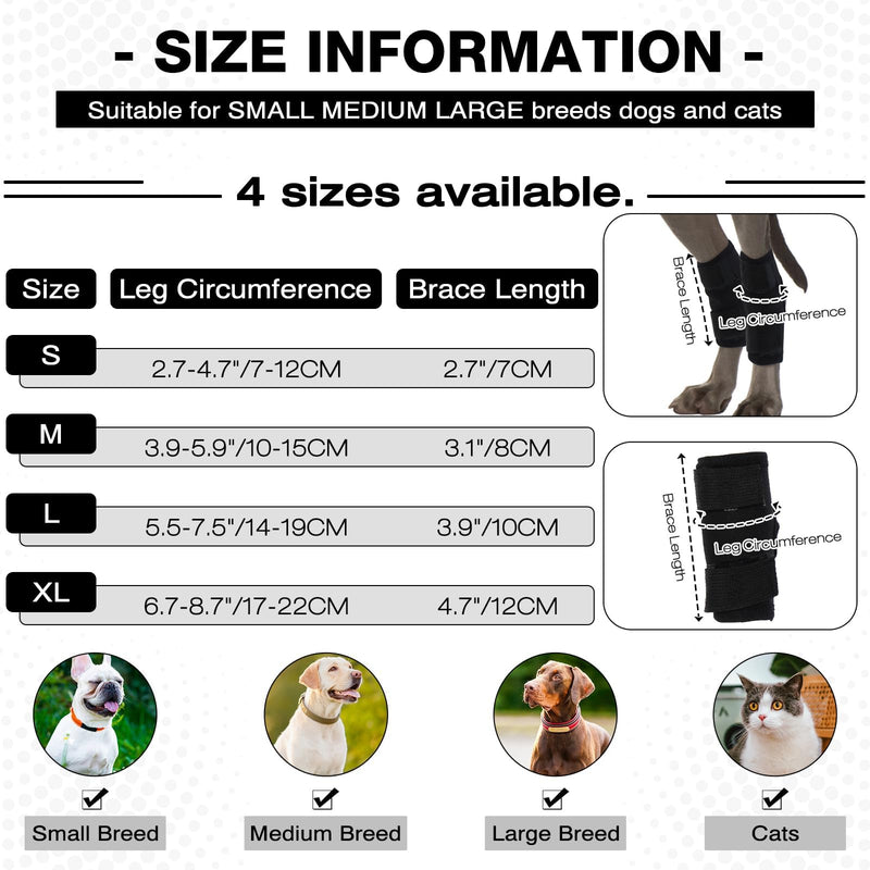 PUMYPOREITY 2Pcs Dog Rear Leg Hock Brace, Dog Hock Joint Brace for Sprains, Front/Hind Leg Support for Arthritis, Stability after Injury, Hock(Ankle) Support HockWrap Sleeve(Black, M) Black