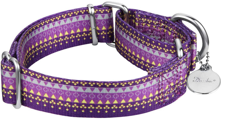 Martingale Collar Dog Collar No Pull Pet Collar Heavy Duty Dog Martingale Collars Silky Soft with Unique Pattern for Medium and Large Dogs (Medium, 1 Inch Wide, Dark Purple & Yellow) Medium, 1 Inch Wide - PawsPlanet Australia