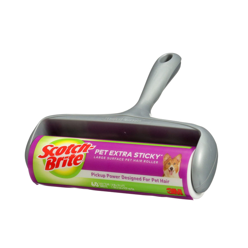 Scotch-Brite Pet Extra Sticky Large Surface Roller, Designed for Pet Hair (60 Sheets) + Scotch-Brite 50% Stickier Large Surface Roller Refill, 60 Sheets (Pack of 4), 240 Sheets Total - PawsPlanet Australia