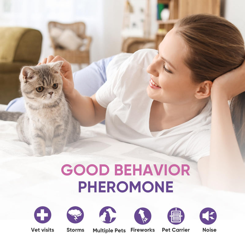 Tcllka Cat Calming Pheromone Diffuser Effectively Relieve Anxiety Stress Cat Calming Diffuser Comfort for Cats Refill Reduce Fighting Spraying and Scratching Calm Relaxing 48ml/Bottle Fits All Cats 2 diffusers, 4 refills