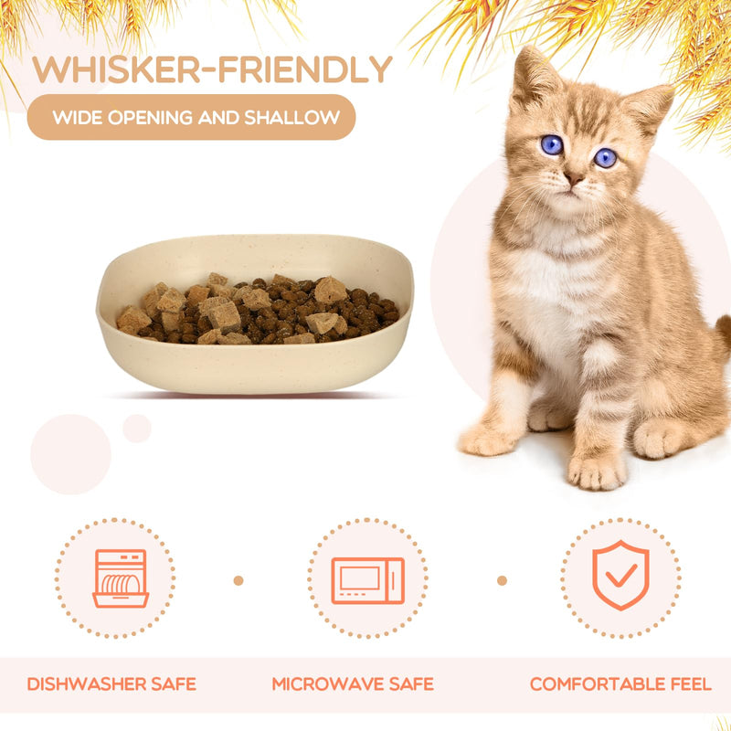 Cat Food Bowl Set, 6 inch Wide Shallow Cat Bowl for Relief Whisker Fatigue,Small Flat Cat Dish, Shallow Pet Feeding Dish or Plate for Cats and Small Dogs (4Pcs) 4 Pcs Cat Bowl - PawsPlanet Australia
