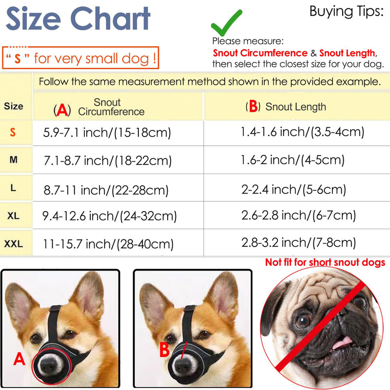 New Dog Muzzle, Mesh Muzzle for Dogs Breathable Drinkable, Grooming Muzzle No Barking Biting Anti Drop Adjustable Reflective Strap, Soft Pet Muzzles for Puppy Small Medium Sized - PawsPlanet Australia