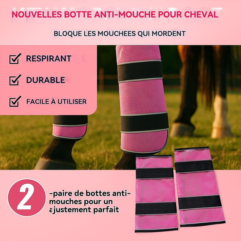 2-Pack Fly Boots for Horses (Horse Fly Leggings) | Breathable Mesh, No-Rub Loose-Fit with Reflective Strips, to Prevent Painful Fly Bites blue