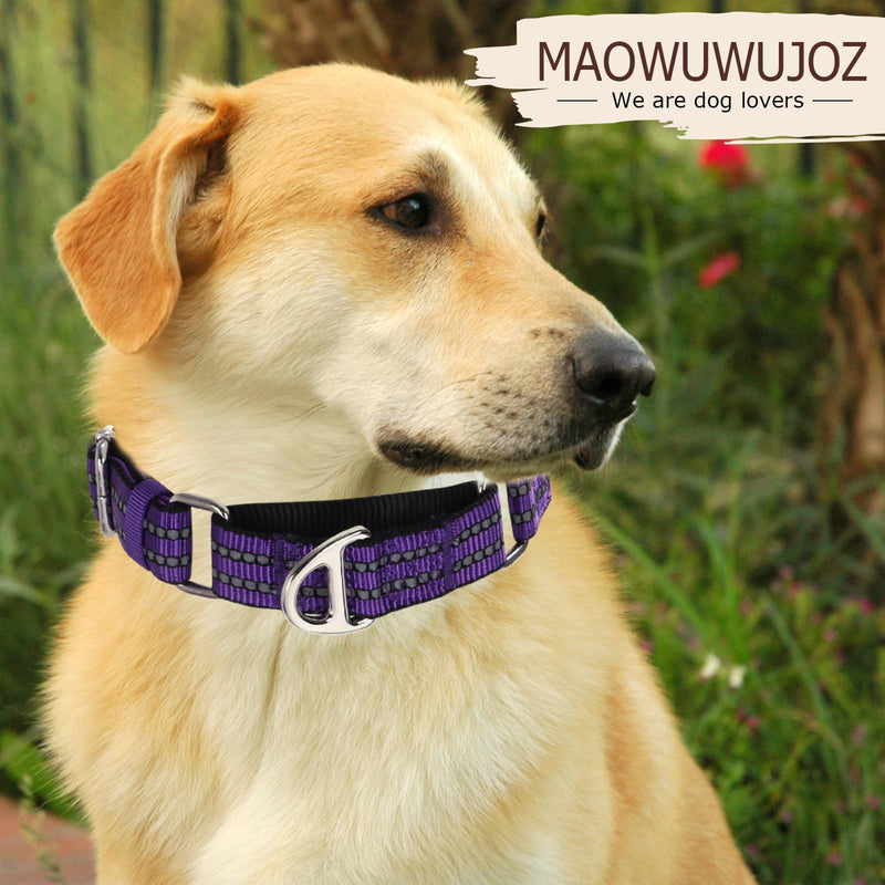Martingale Collar for Large Dogs with No Buckle,Reflective Nylon Padded Comfort Safe Dog Collar for Training,Nighttime Walking & Overexcited Pulling Control Dogs,Purple L Z L (Neck 16"-22") - PawsPlanet Australia