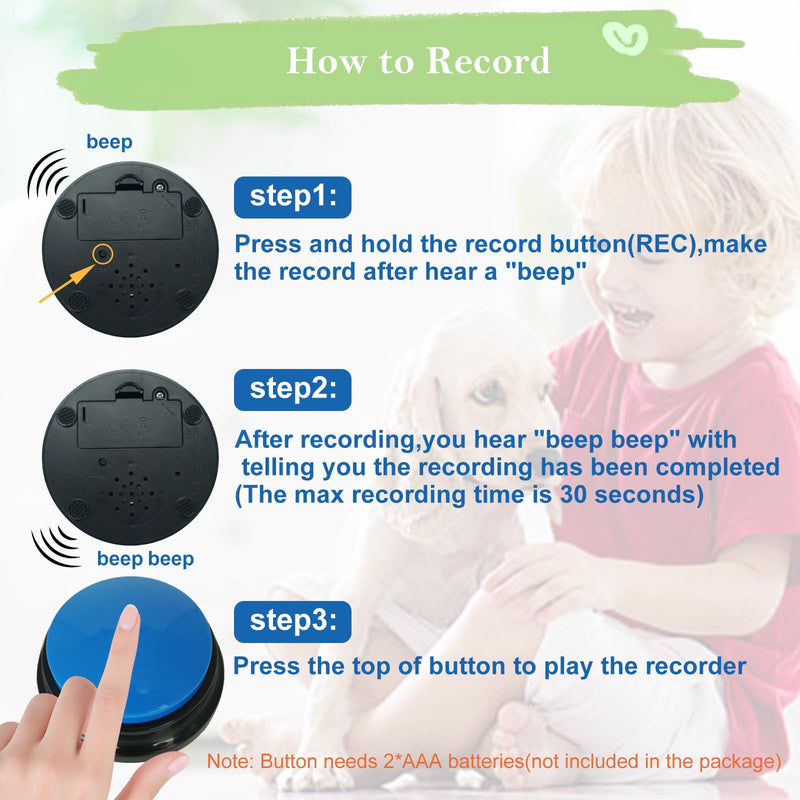 Set of 8 Dog Buttons for Communication, Voice Recordable Buttons for Classroom, Dog Training Talking Buttons Starter Set, Pet Easy Speaking Buttons Tools - PawsPlanet Australia
