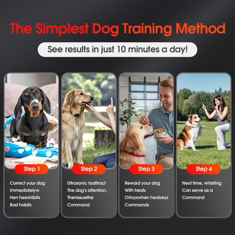 KIVORA 4 Pack Dog Whistle to Stop Barking Neighbors Dog,304 Stainless Steel Adjustable Ultrasonic Silent Dog Training Whistle for Recall & Bark Control,Professional Whistle Suitable for All Dogs red - PawsPlanet Australia