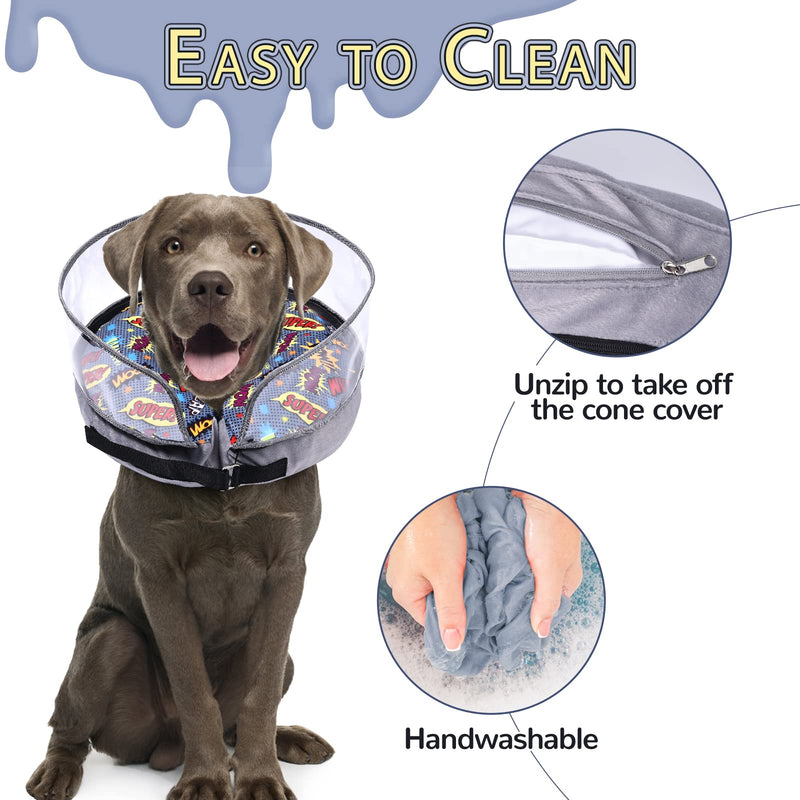 Crazy Felix Soft Inflatable Dog Cone Collar for Large Medium Small Dogs, Cone for Dogs After Surgery, Donut Recovery Cones to Stop Licking and Scratching, Elizabethan Collar with Baffle(Grey,L) L (Neck: 12-18 in) Grey - PawsPlanet Australia