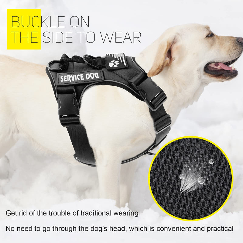 Demigreat Service Dog Harness, Reflective Dog Vest Harness with 5 PCS Patches, Adjustable Soft Oxford Pet Harness, Inner Layer Mesh, Easy to Control for Dogs Small (Pack of 1) Black - PawsPlanet Australia