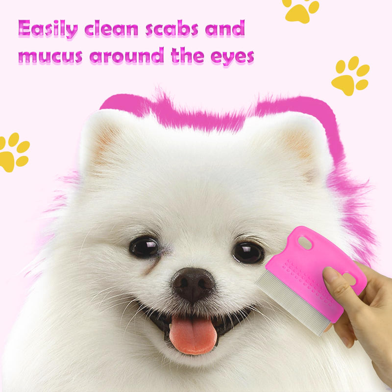 Flea Comb for Cats and Dogs, 6 Pack Pet Lice Comb Set Eye Comb Flea Combs Pet Grooming Pets for Small, Medium & Large Pets (Pink) Pink - PawsPlanet Australia