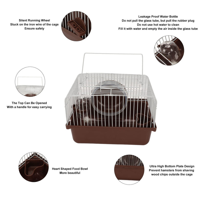HEEPDD Hamster House Toy, Hamster Cage Breathable Portable Small Animal House with Water Bottle Bowl Running Wheel for Guinea Pigs Rabbits - PawsPlanet Australia
