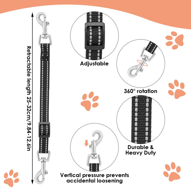 Amabro 2PCS Reflective Dog Safety Collar Clips, Adjustable Nylon Pet Collar Double Ended 360 Degree Rotatable Backup Clasp Clips Dog Collar Harness Connector (Black, Grey) Black, Grey - PawsPlanet Australia