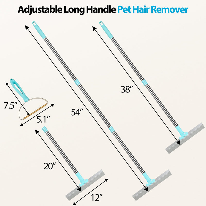 Carpet Rake for Pet Hair Removal Tool, 2025 New Generation 2 in 1 TPU and Copper Rake Teeth Pet Hair Remover with 54’’ Adjustable Long Handle, Reusable Cat Dog Hair Cleaner Rake Broom - PawsPlanet Australia