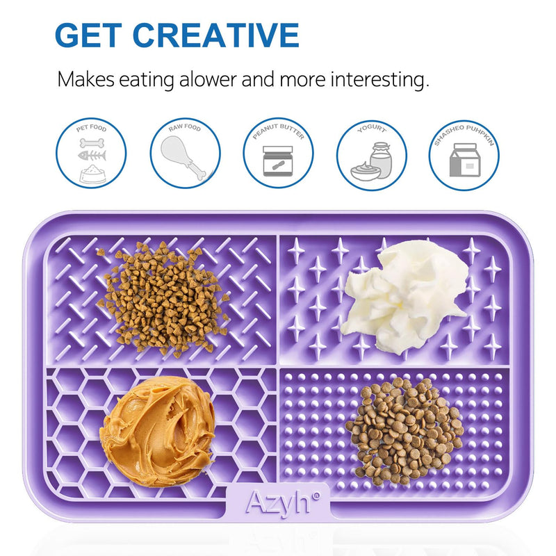 Licking Mat for Dogs & Cats 2 Pack, Slow Feeder Lick Pat for Large Dogs and Puppies, Anxiety Relief Dog Toys Feeding Mat for Butter Yogurt Peanut, Pets Bathing Grooming Training Mat (9.9'' × 6'') Cyan&Purple - PawsPlanet Australia
