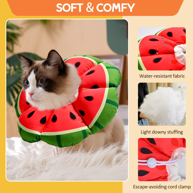 Avont Cat Cone Collar Soft, Adjustable Recovery E Collar Alternative for Cats Kittens Puppies, Elizabethan Neck Cone of Shame to Prevent Licking Biting After Surgery Protect Wounds -Melon(M) Melon Medium (6.6-11lb)