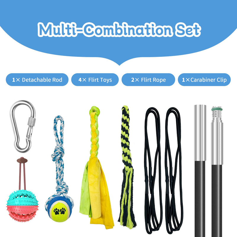 Flirt Pole for Dogs, Interactive Toys Tug-of-war for Dogs, Removable 2 Pcs Metal Dog Training Pole, Chase Toys with Rope Chewing Sticks, for Outdoor Exercise & Training for Small Medium Large Dogs - PawsPlanet Australia