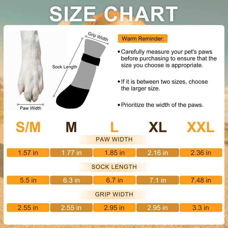BEAUTYZOO Anti Slip Dog Socks Boots, Dog Shoes for Hot/Cold Pavement Snow Rain Days,Waterproof Grip Dog Booties Paw Protector for Hardwood Floor, Prevent Licking for Small Medium Large Senior Old Dogs Pink Small/Medium