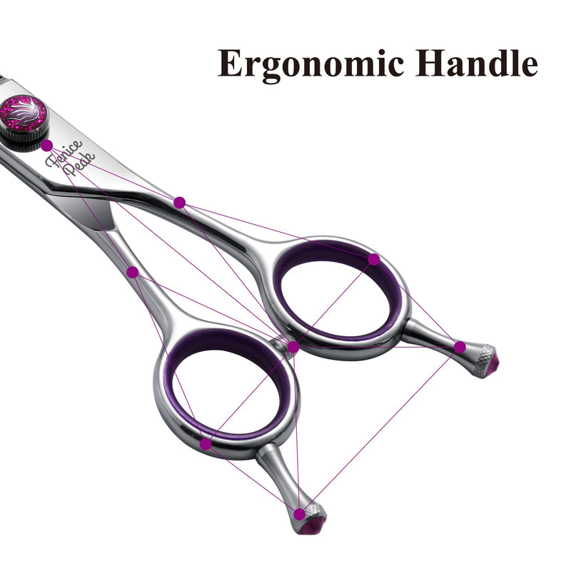 Fenice Peak 6.5'' Fluffy Dog Grooming Scissors Professional 440C Curved Thinning Shears 55% Thinning Rate and 30°Curved Sharp and Durable with Decorative Screws & Tails 6.5'' - PawsPlanet Australia