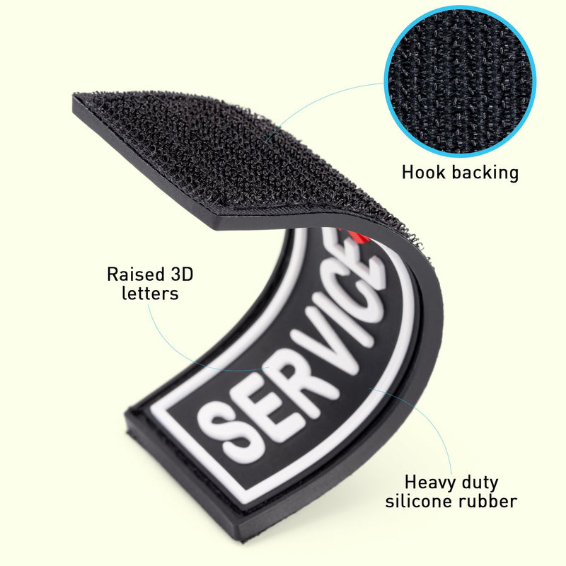 Dogline Service Dog Patch for Harness and Vest Removable 3D Rubber Patches Hook Backing for Small or Large Working Dogs - PawsPlanet Australia