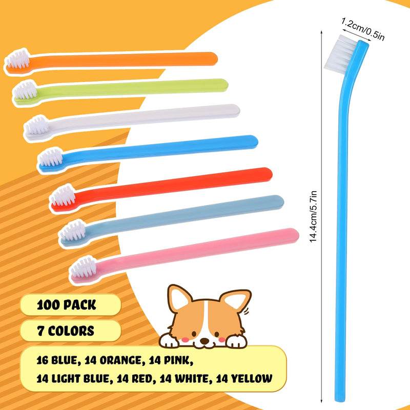 Tioncy 100 Pcs Dog Toothbrush Bulk from Large to Small Long Handle Dog Cat Pet Toothbrush with Soft Single Head Puppy Dog Tooth Brush Pet Cat Tooth Brush for Teeth Cleaning, 7 Colors - PawsPlanet Australia