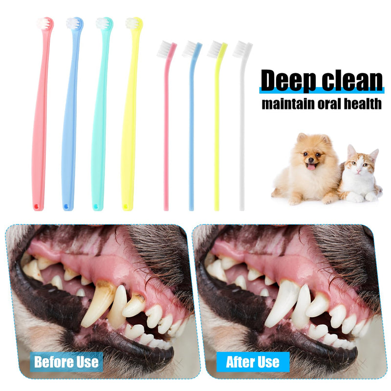 8pcs Dog Toothbrush, 2 Styles Soft Bristle Small Cat Toothbrush Micro Head Kitten Teeth Cleaning Brush Dental Care Supplies for Tiny Puppy Kitty Reduce Plaque Tartar Formation & Bad Breath - PawsPlanet Australia