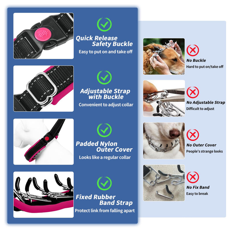 Martingale Collar for Dogs, Heavy Duty Nylon No Pull Dog Collar with Buckle, Adjustable Anti Pull Collar Reflective Slip Collar for Large Medium Small Dog Training Walking M Hot Pink M (15"-23" Neck, 1.5" Wide) Black Hot Pink - PawsPlanet Australia