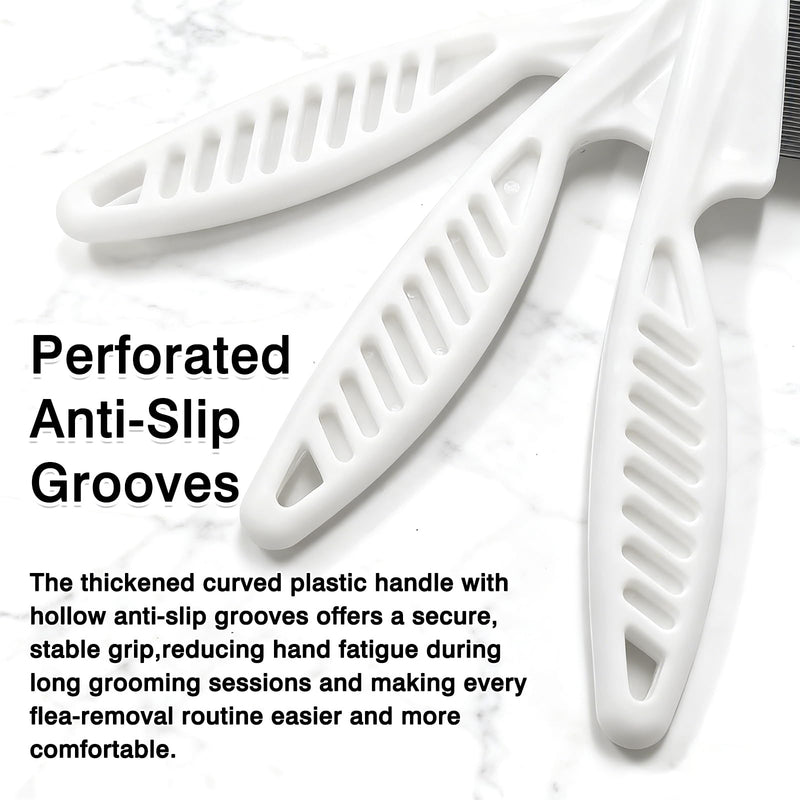 3-Piece Flea & Lice Fine-Tooth Comb Set for Dogs and Cats, Stainless Steel Pin Grooming Tools with Non-Slip Handle - PawsPlanet Australia
