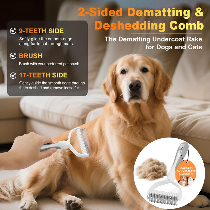 Pet Steam Brush for Dog & Cat - 3-in-1 Spray Hair Removal Comb for Shedding & Grooming, Dog Brushes for Indoor Cats, Cat Steam Brush & Pet Grooming Rake for Long & Short Haired Pets