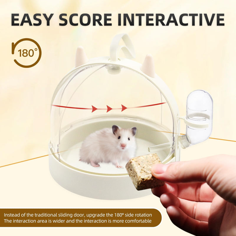 Small Animal Carrier Cage with Water Bottle, Portable Hamster Travel Carrier Carry Case 7.2" L*7.2 W *6.2" H for Small Pets, Birds,Sugar Glider,Hedgehog, Mice, Dwarf Hamster (White Angel) White Angel - PawsPlanet Australia