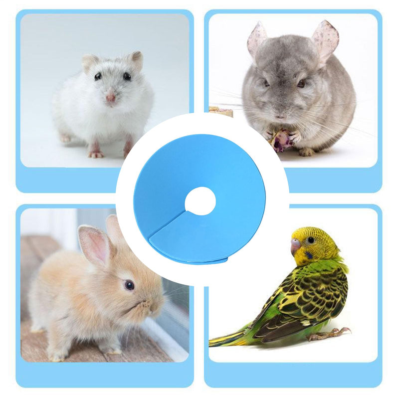Adjustable, soft recovery collar for birds, hamsters, pigeons, rabbits, anti-licking, anti-bite wound protection cones for small pets, aftercare and daily use, blue, L