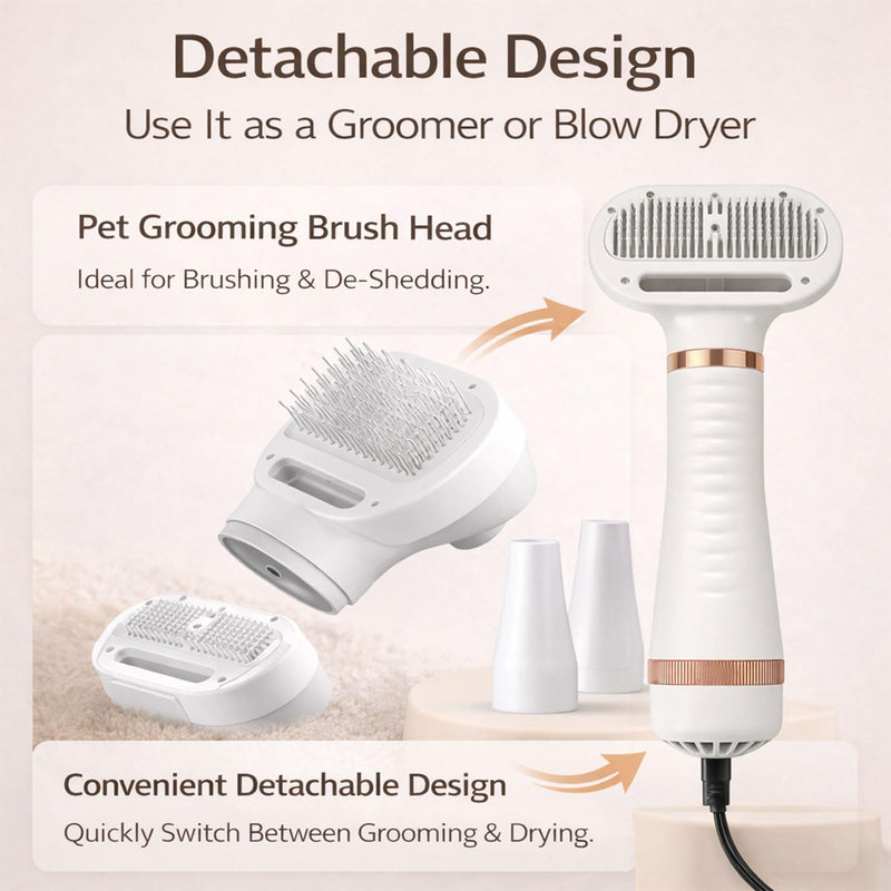 All-in-One Steam Pet Grooming Brush for Dogs & Cats, Soft Brushing with Drying & Deshedding, Calm Home Grooming Tool for Daily Use - PawsPlanet Australia
