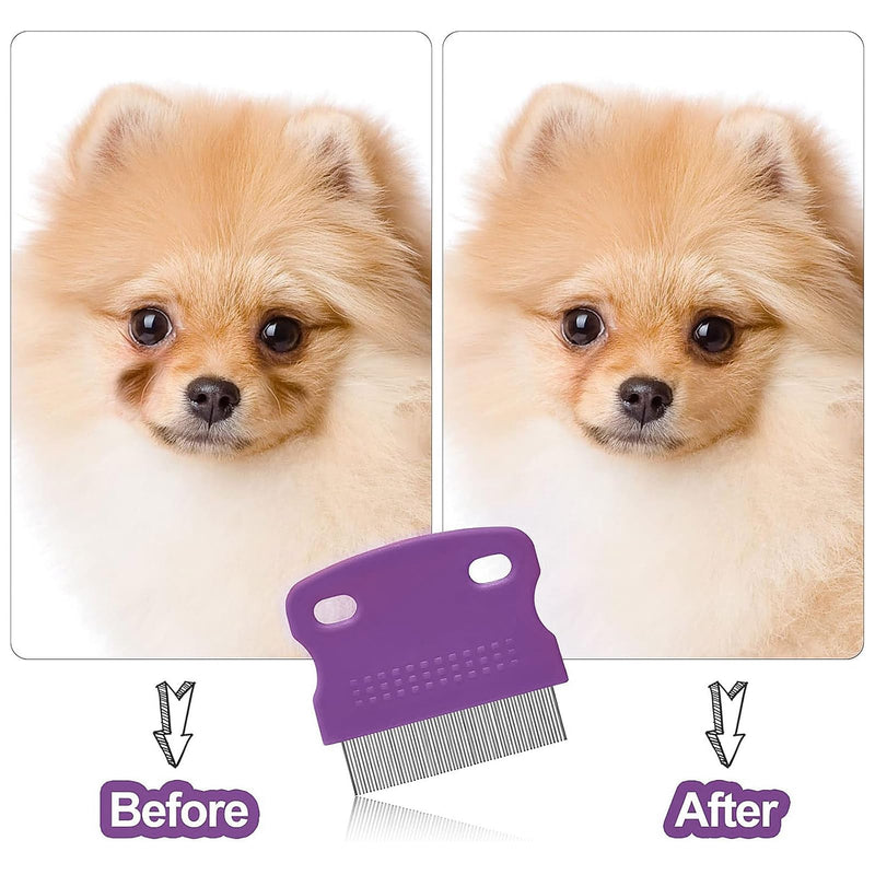 5 Pieces Dog Eye Combs Tear Stain Remover Combs Pet Grooming Comb for Small Dogs Gently Removing Eye Mucus and Crust (Purple, Black) Purple, Black