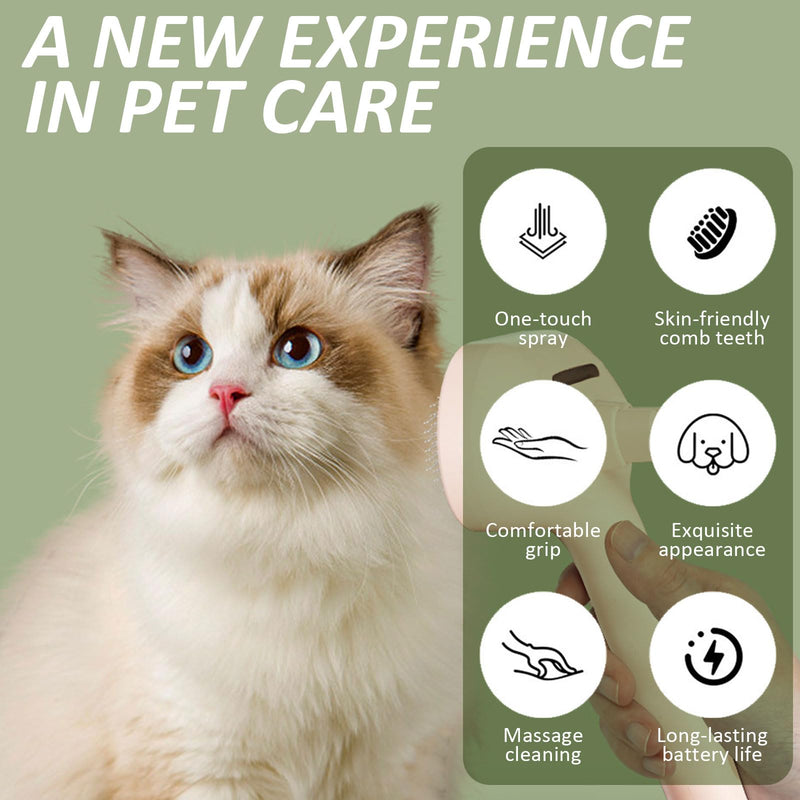 Fresh Fur Shower Brush for Dogs, 3 In 1 Self Cleaning Steamy Pet Brush, Pets Spray Hair Removal Comb - Anti-Static, Dog Grooming Tool With Steam | Skin-Friendly Design (White) White - PawsPlanet Australia